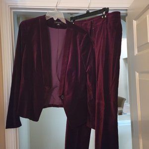 Burgundy Velvet 2 piece pants suit